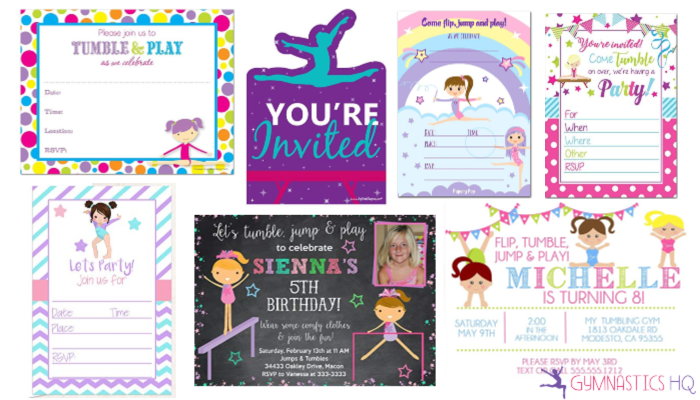 gymnastics party invitations