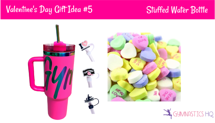 gymnastics valentine's gift water bottle candy