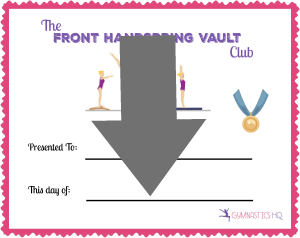 front handspring vault club certificate