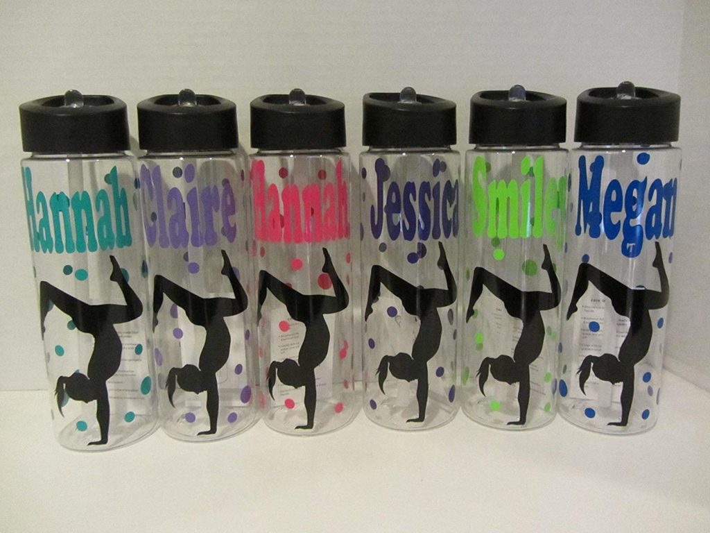 This personalized bpa free water bottle is perfect for your gymnast.