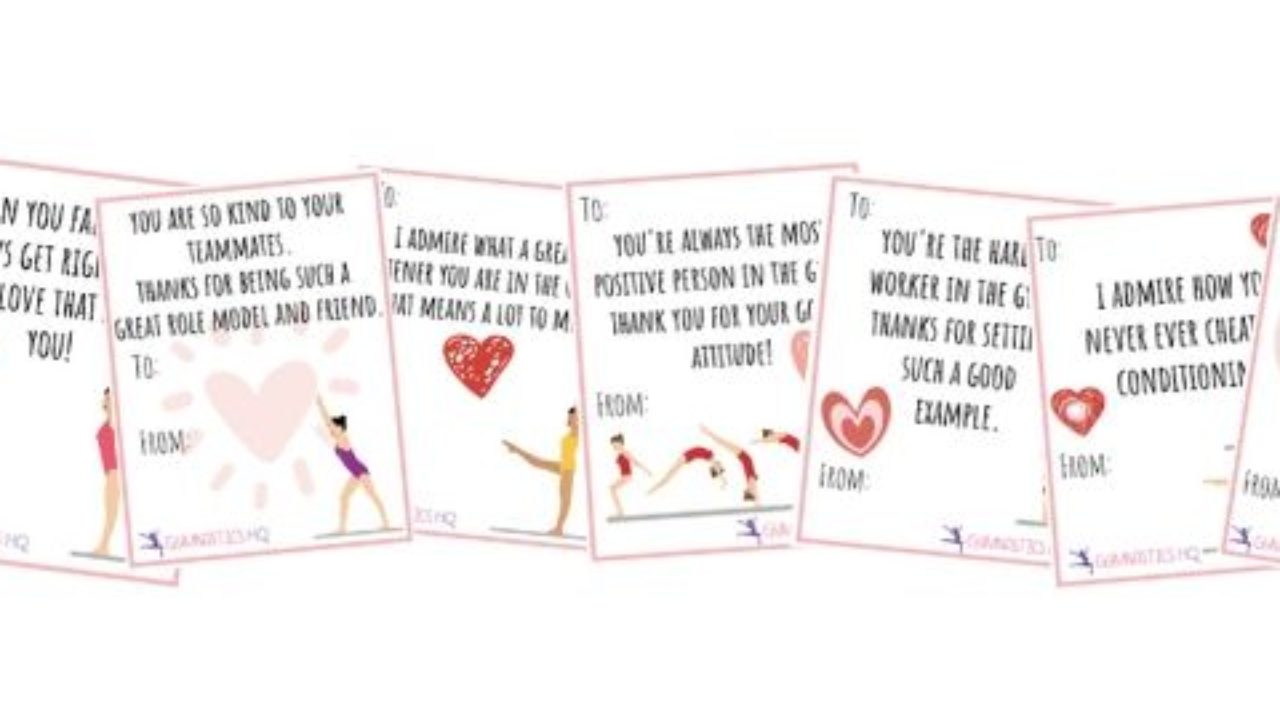 EDITABLE Gymnastics Valentine Card You Make My Heart Leap Team School Printable Gymnast Valentine for Kids Classroom