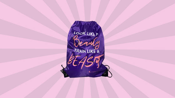 look like a beauty train like a beast drawstring bag