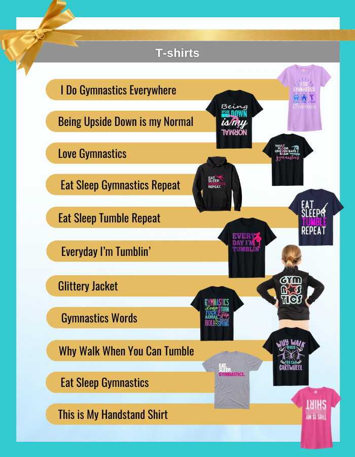 Gymnastics Gift Guide tshirts